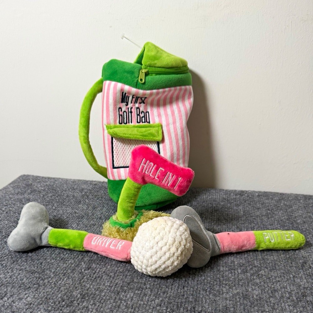 My First Golf Bag Plush Baby Toy Set Golf Clubs & Ball Green Pink 0+ Months